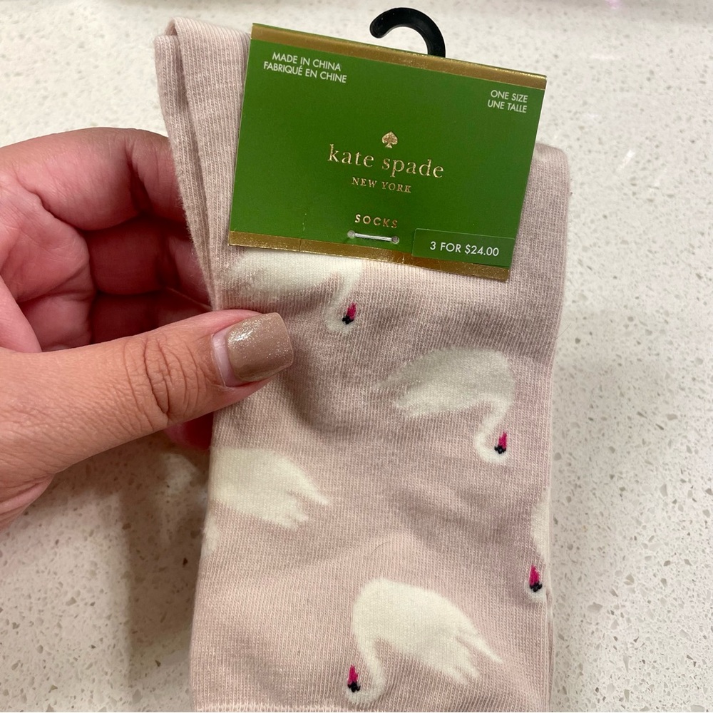 Kate Spade Light Pink Swan Socks - Picture 2 of 4